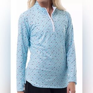 San Solei “Holiday Cheers” Holiday Martini Golf Sunshirt Pullover Top Small NWOT